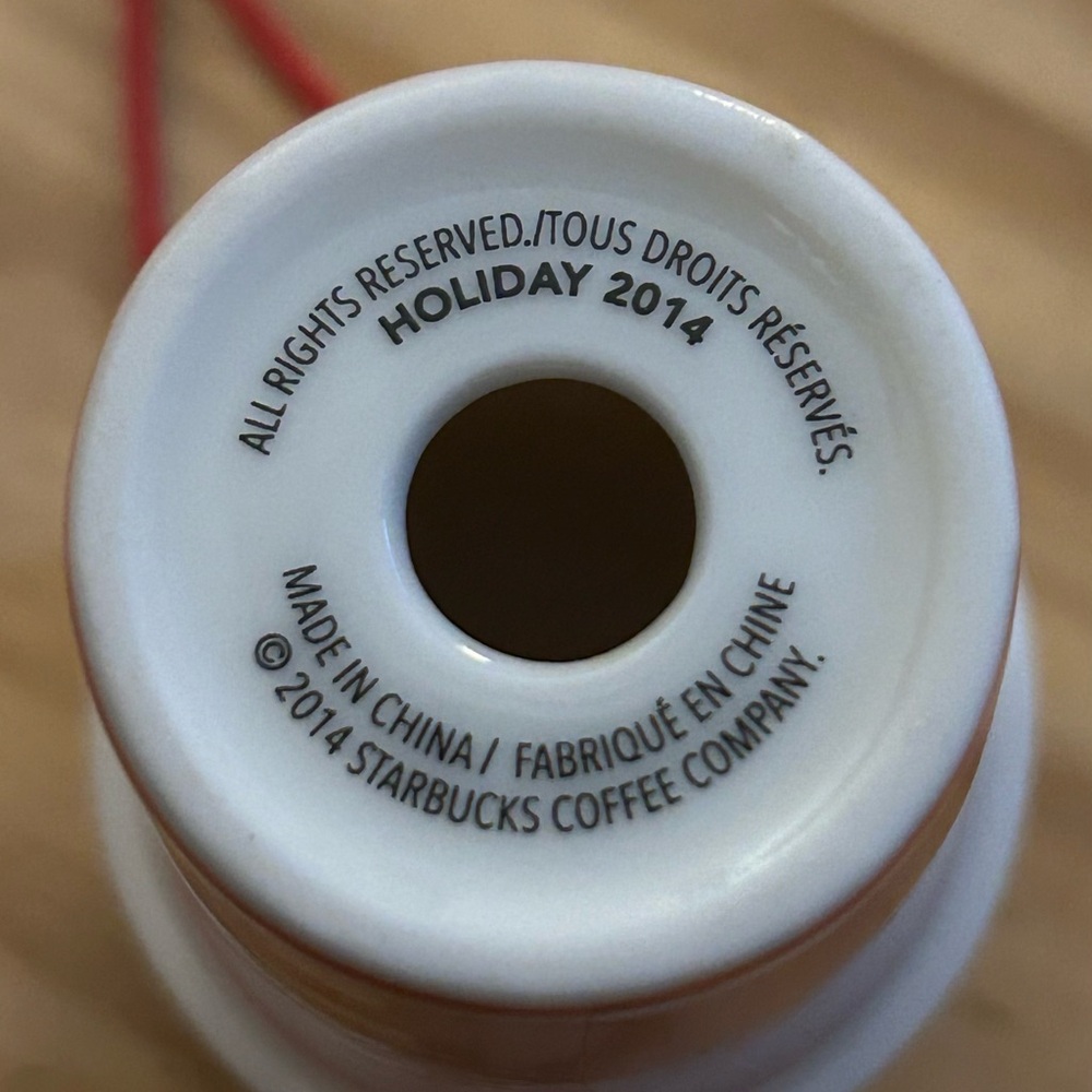 Starbucks 2014 Holiday Red Cup Ceramic Christmas Ornament - Picture 3 of 3